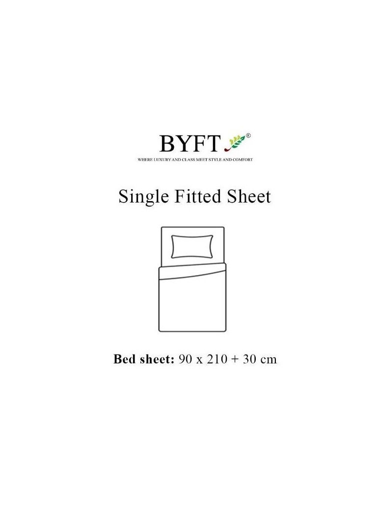 BYFT ملاءة سرير توليب 90 x 210 + 30 سم 300 Tc رملية مفردة مثبتة 100% بيركيل مجموعة من 1 - Image 5