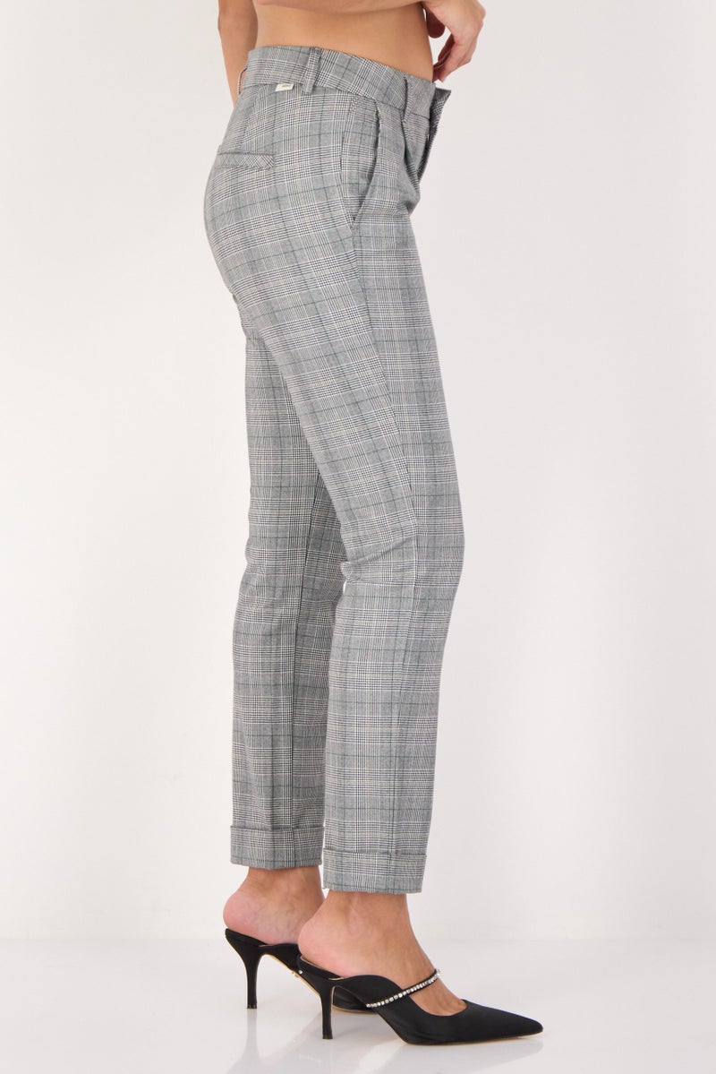 Reiko Women Cigarette Fit Plaid Dress Pants, Multicolor - Image 2