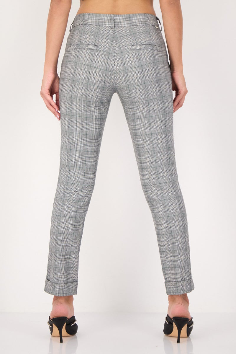 Reiko Women Cigarette Fit Plaid Dress Pants, Multicolor - Image 3
