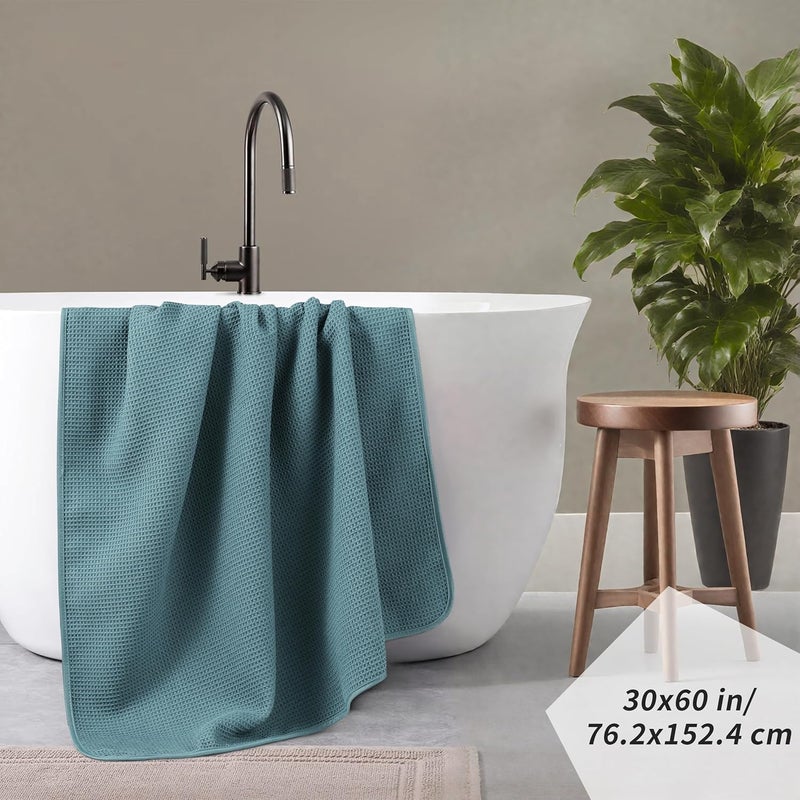 Polyte Microfiber Oversize Quick Dry Lint Free Waffle Bath Towel for Body, 60 x 30 in, Set of 2 - Image 3