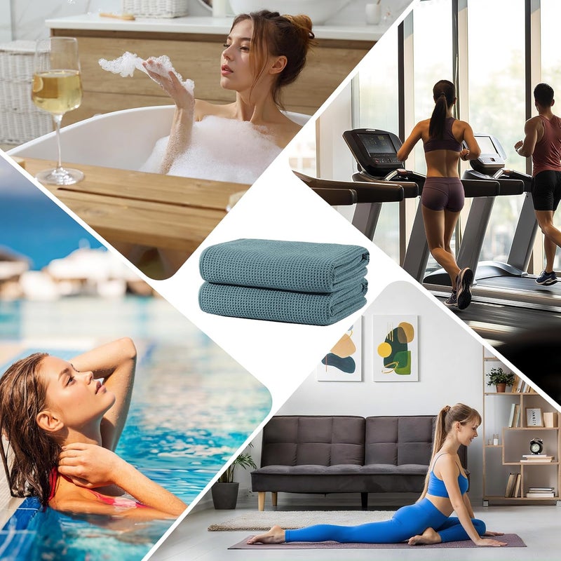 Polyte Microfiber Oversize Quick Dry Lint Free Waffle Bath Towel for Body, 60 x 30 in, Set of 2 - Image 5