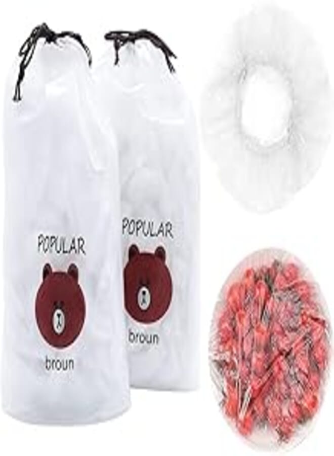 100 Pcs Adjustable Plastic Container Lids for Fresh Food Storage Bags, Elastic Reusable Lids Food Fresh Keeping Covers, Now I Have Pegui Bell 