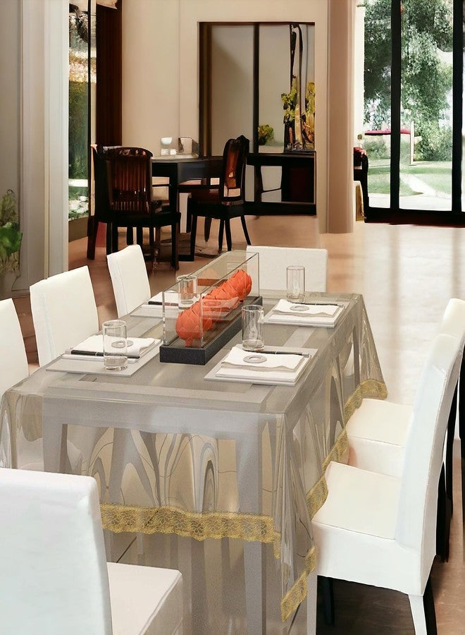 Mopak Decor غطاء طاولة ديكور ثلاثي الأبعاد كبير الحجم لستة أشخاص 60 * 90 غطاء طاولة مطبوع عليه دانتيل ذهبي (AL) - Image 1