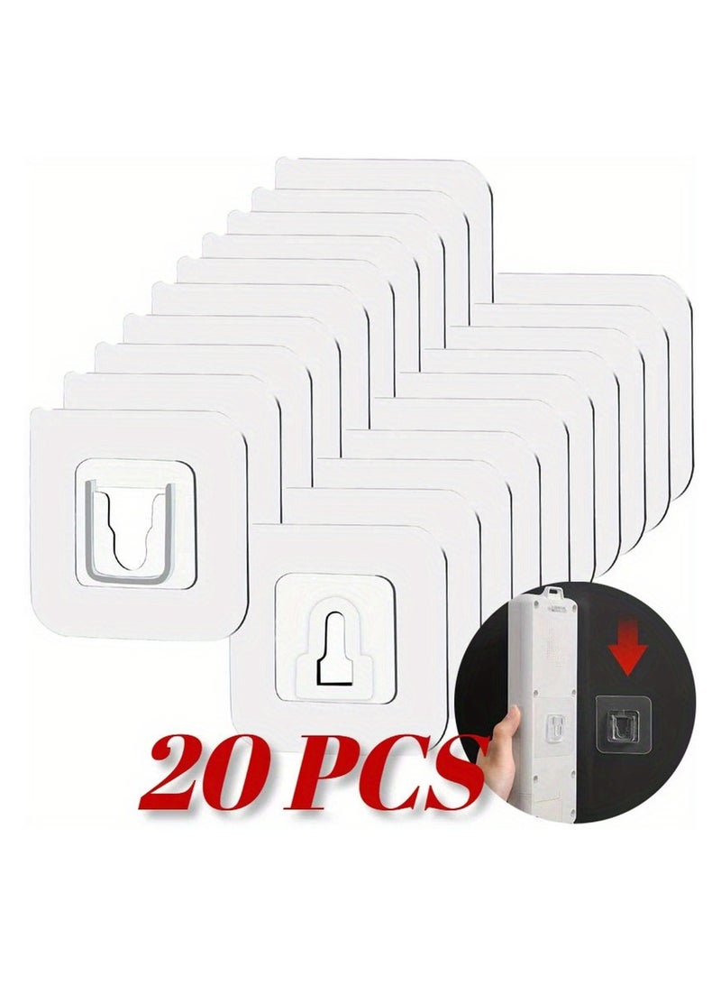 20-Pack Double-Sided Adhesive Wall Hooks, 6x6 Cm, Traceless & Invisible, Heavy-Duty Hanging For Bathroom, Kitchen & Bedroom Storage, Contemporary Style  - Image 1