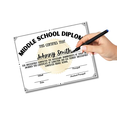 Lashicorn Middle School Diploma Graduation Certificate 100 pk 85 x 11 Homeschool Award for 8th Grade Ceremony for Teachers to Hand Out - Image 3