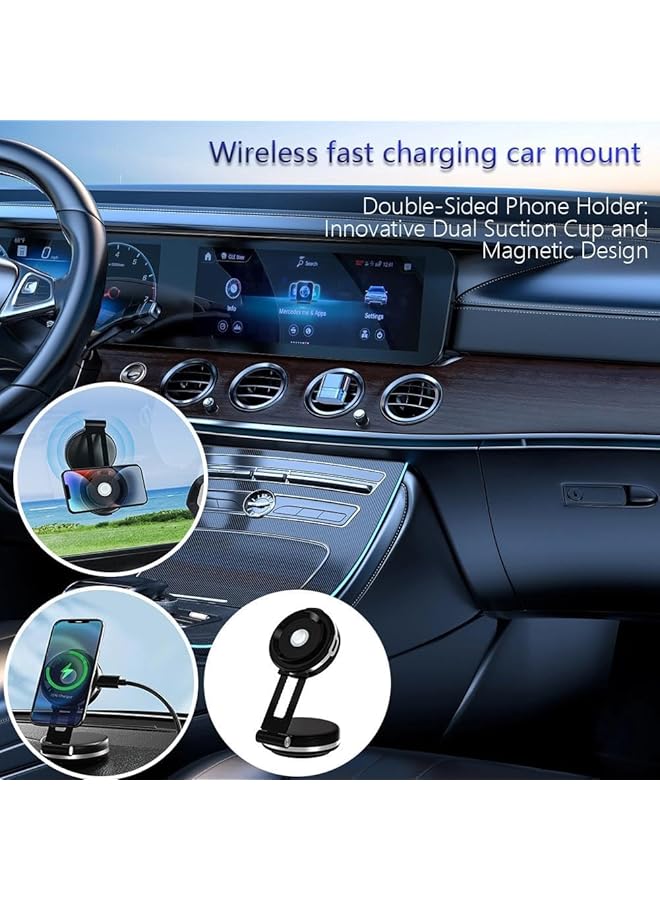 KASTWAVE Magnetic Suction Phone Mount, Double-Sided Phone Holder, Universal Innovative 360°3D Rotation Extra Strength Holder, Cradle Fit For Iphone Android And All Smartphones - Image 2