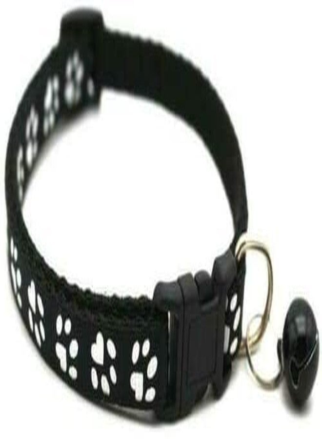 Litvibes Cat Collars Set of 3 with Bell,Kitten & Small Dogs Soft Adjustable Collar Safe,Solid & Protection Breakaway for Cats & Puppies,Cute Kitty Neckband with Paw Print-(Orange,Black,Dark Green) - Image 2