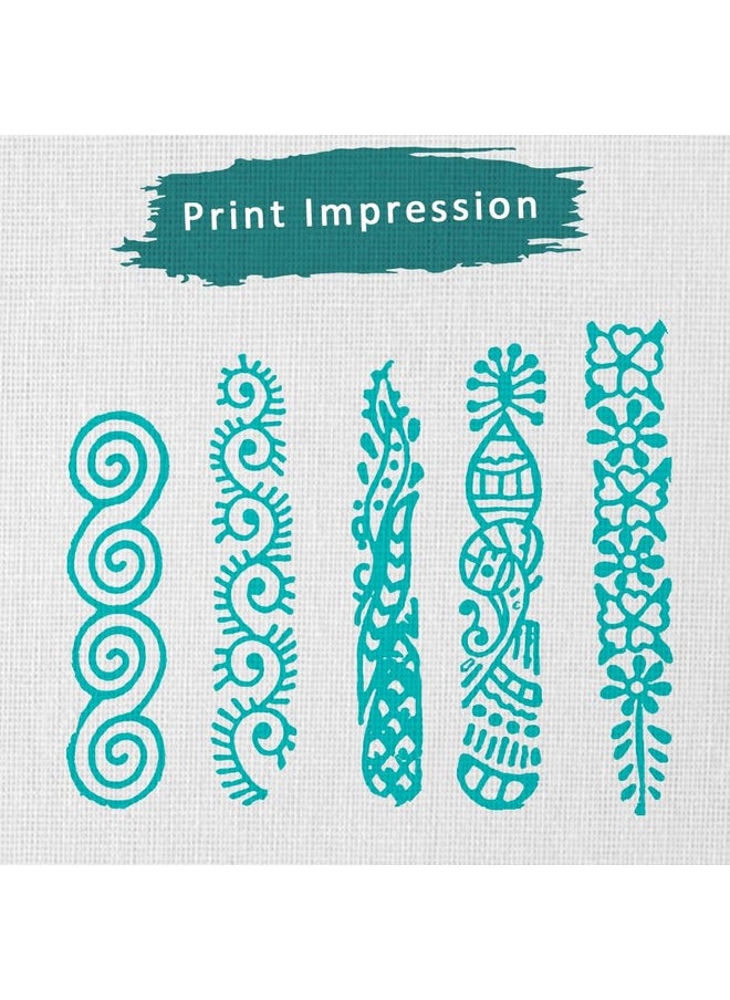 Hashcart - Wooden Stamp Block, Printing Stamp Design | Set Of 5 | Block For Printing Saree Border | Dresses, Craft Card Making, Scrapbook, Clay Pottery - Image 1