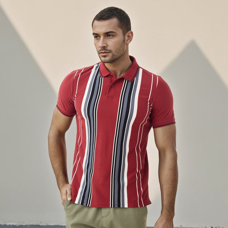 سبلاش فيڤ تيشيرت بولو بيقيه مخطط - Image 1