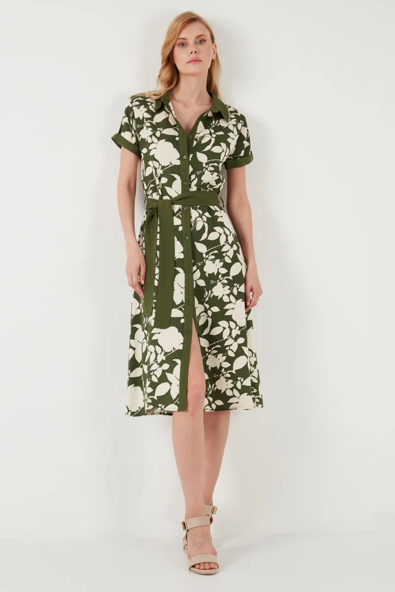 ليلا Belted Regular Fit Midi Shirt Dress Women's Dress 66924552S4