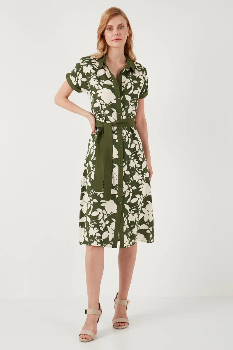 ليلا Belted Regular Fit Midi Shirt Dress Women's Dress 66924552S4