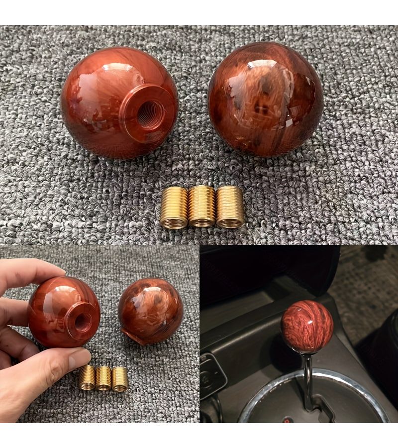Mahogany Wood Colored Car Gear Shift Head For Manual Transmission Universal Retro Gear Lever - Image 1