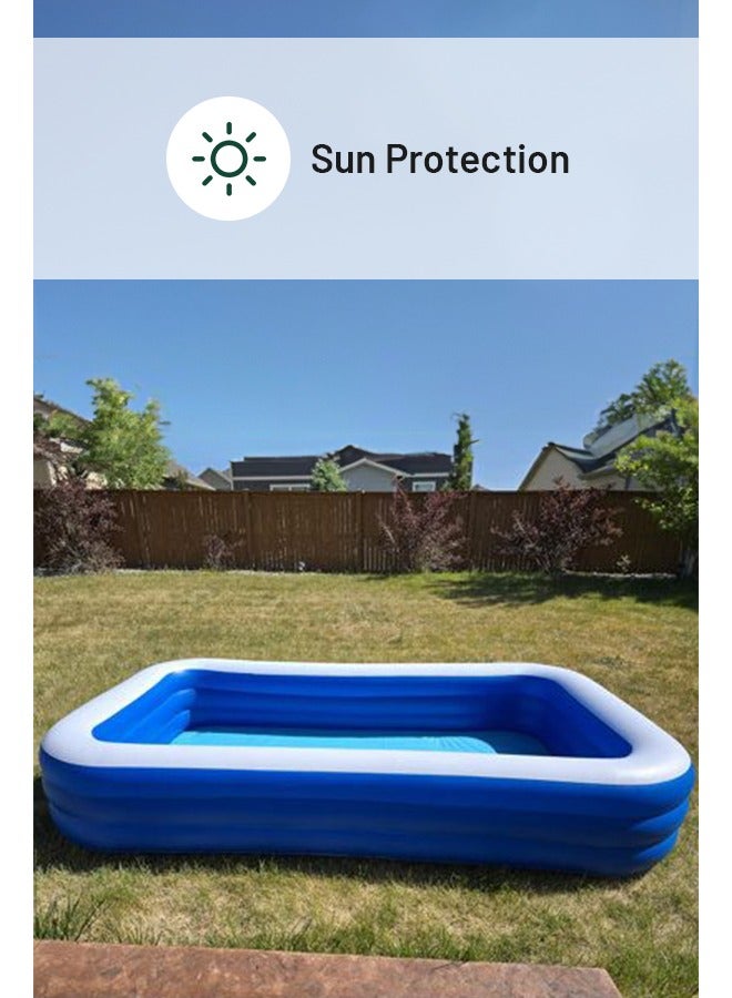 GREEN LION Inflatable Swimming Pool / 305cm x 180cm x 60cm / Inflatable/ Kiddie Pool / Large Size / Blow Up Swimming Pool for Family Adults Kids/ Blowup Pool for Indoor Outdoor Backyard - Blue - Image 3