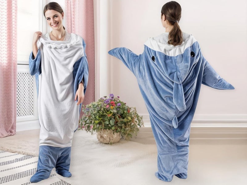 inkArts Shark Blanket Adult & Kid, Shark Onesie Kid, Shark Costume Kids, Shark Blanket Hoodie Onesie - Image 2
