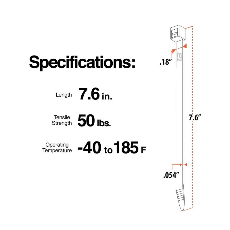 Tr Industrial Contractor Series Uv Cable Ties (100-Piece) 7.6"" Type 21S Made In Usa - Image 4