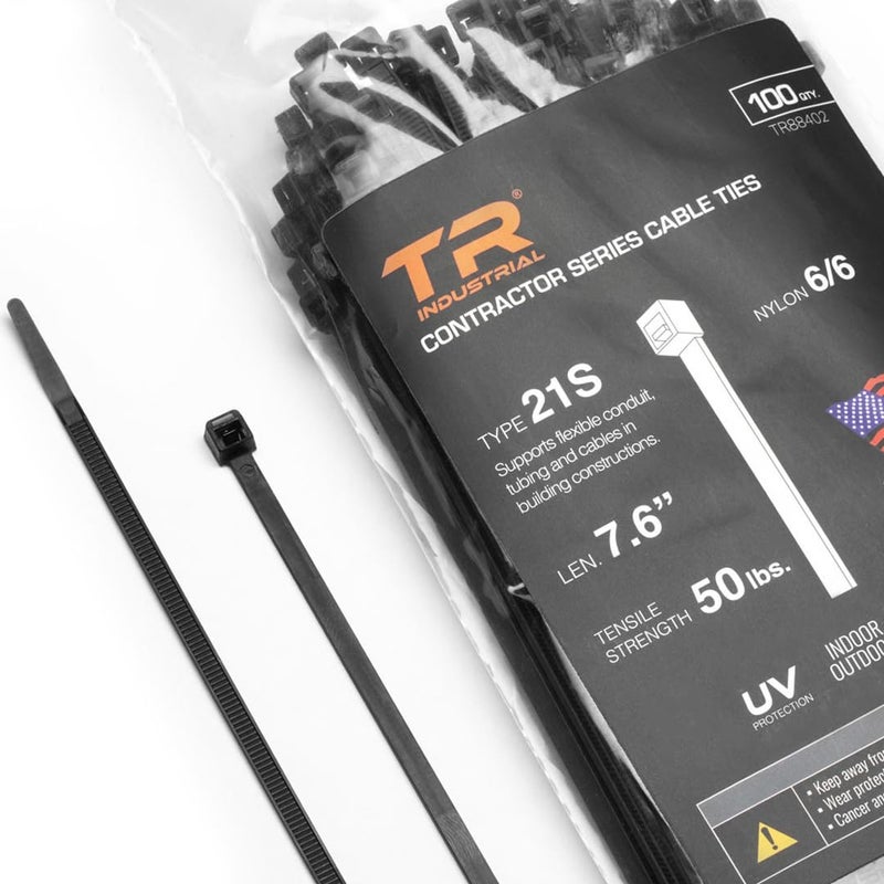 Tr Industrial Contractor Series Uv Cable Ties (100-Piece) 7.6"" Type 21S Made In Usa - Image 1