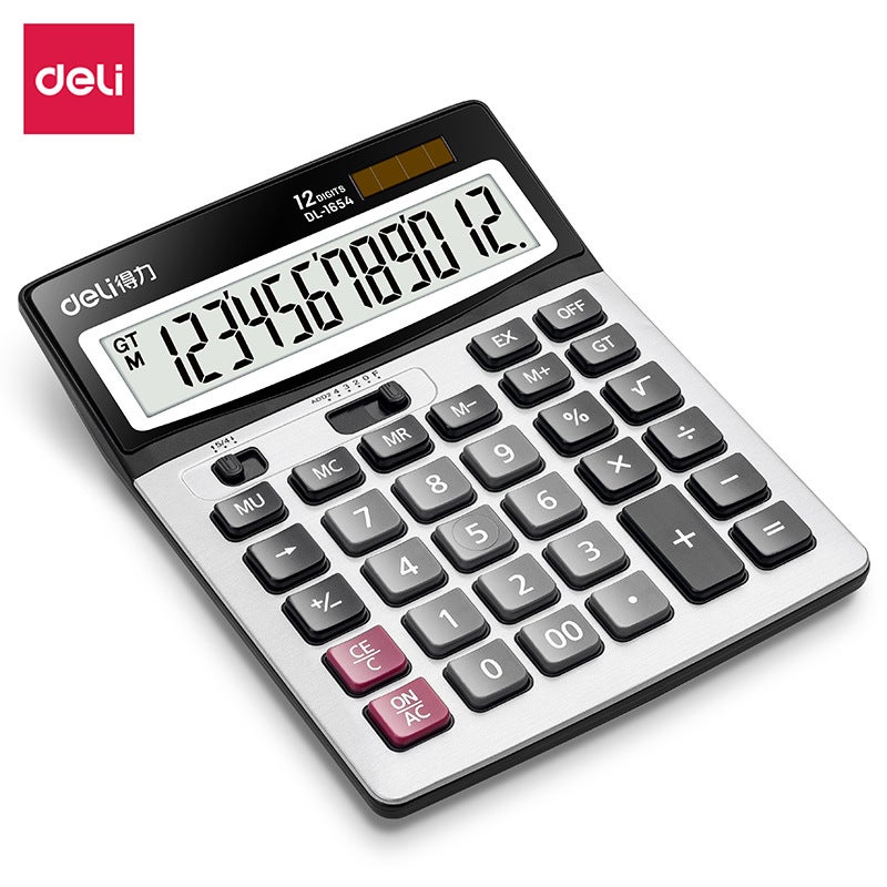 Deli 1654 Financial Accounting Solar Dual Power Office Business Big Button Calculator Multifunctional Computer - Image 1