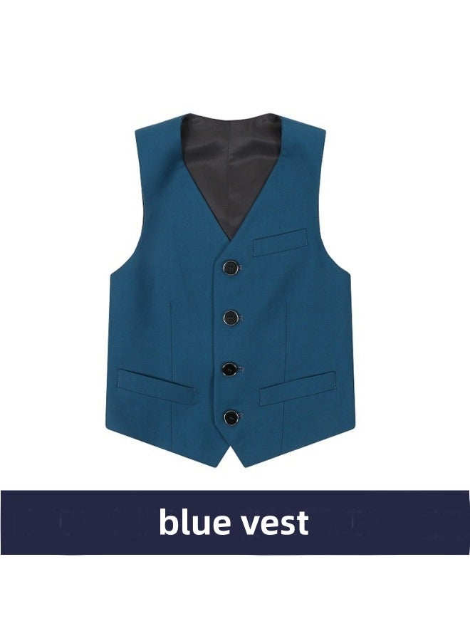 Kids Blue Kids Vest Class Uniform Little Boy Horse Clip Solid Color Suit  - Image 1