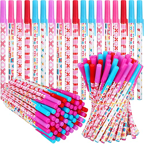 Yexiya 150 Pcs Valentine's Day Ballpoint Pen Bulk Heart Ballpoint Pen Wedding Pens Black Ink Pens for School Office Supplies Valentine's Day Wedding Exchange Gift Party Supplies, 0.7 mm - Image 1