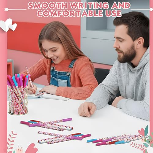 Yexiya 150 Pcs Valentine's Day Ballpoint Pen Bulk Heart Ballpoint Pen Wedding Pens Black Ink Pens for School Office Supplies Valentine's Day Wedding Exchange Gift Party Supplies, 0.7 mm - Image 5