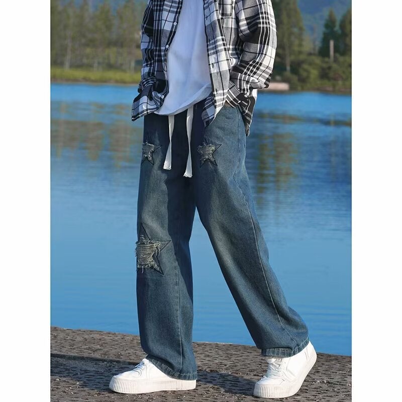 Unisex Classic Denim Jeans Loose Fit Daily Outdoor Wear - Image 3