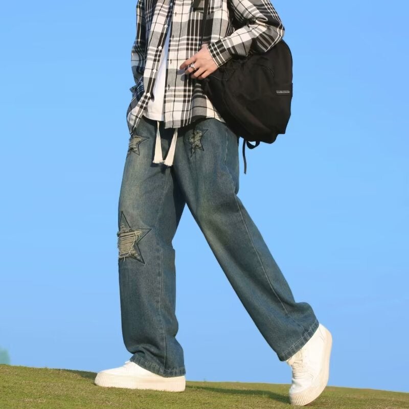 Unisex Classic Denim Jeans Loose Fit Daily Outdoor Wear - Image 5