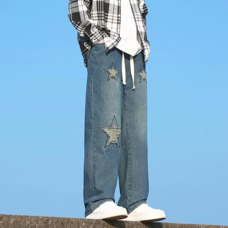Unisex Classic Denim Jeans Loose Fit Daily Outdoor Wear - Image 1