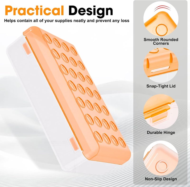 HUTUDD Plastic Pencil Box, Large Pencil Case, Clear Pencil Boxes with Snap-tight Lid, Hard Crayon Box Storage Marker Organizer Containers for Boys Girls Adults School Office Supplies (Clear Orange) - Image 4