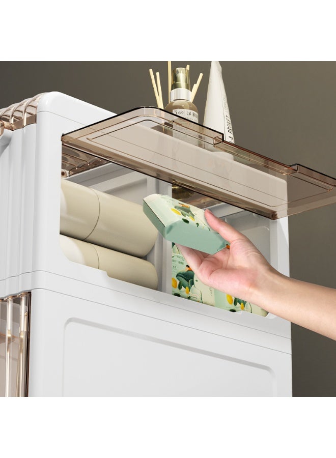 ايست من نون Slim Bathroom Storage Cabinet with Drawers & Tissue Box,Plastic Narrow Rolling Bathroom Tower Cart Waterproof & No Installation for Small Spaces Kitchen Laundry Living Room - Image 5