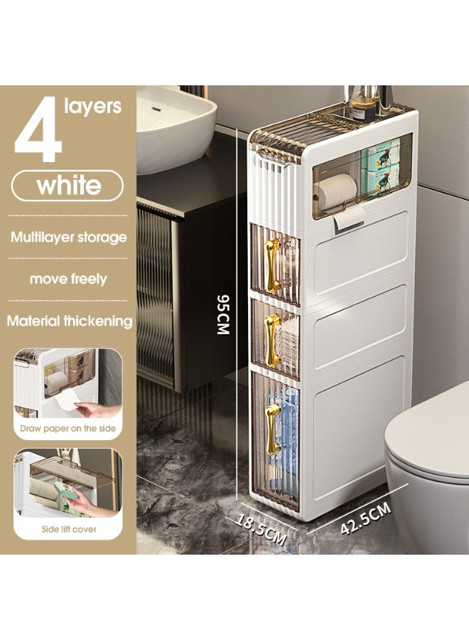 ايست من نون Slim Bathroom Storage Cabinet with Drawers & Tissue Box,Plastic Narrow Rolling Bathroom Tower Cart Waterproof & No Installation for Small Spaces Kitchen Laundry Living Room - Image 1