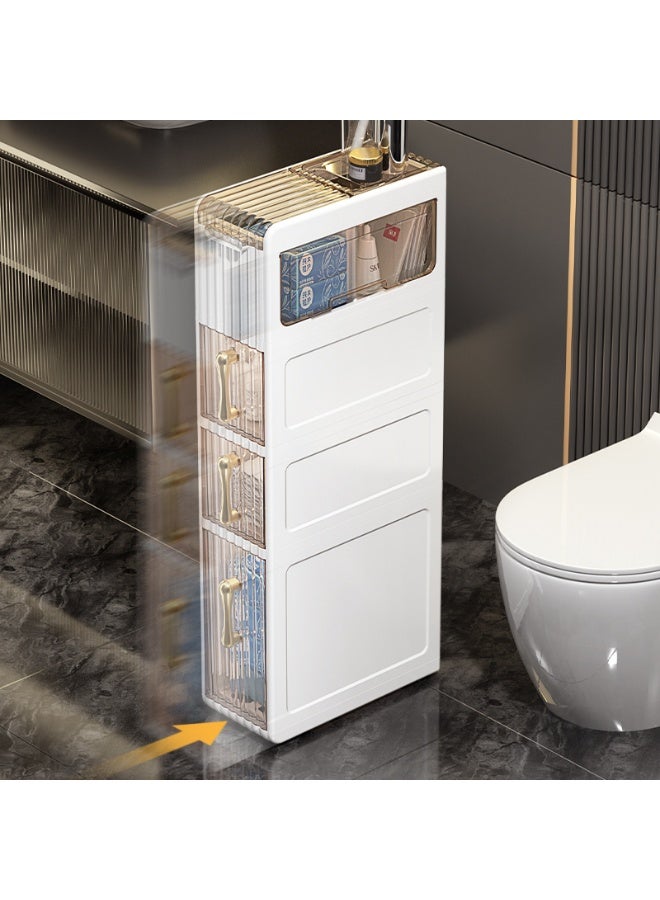 ايست من نون Slim Bathroom Storage Cabinet with Drawers & Tissue Box,Plastic Narrow Rolling Bathroom Tower Cart Waterproof & No Installation for Small Spaces Kitchen Laundry Living Room - Image 3