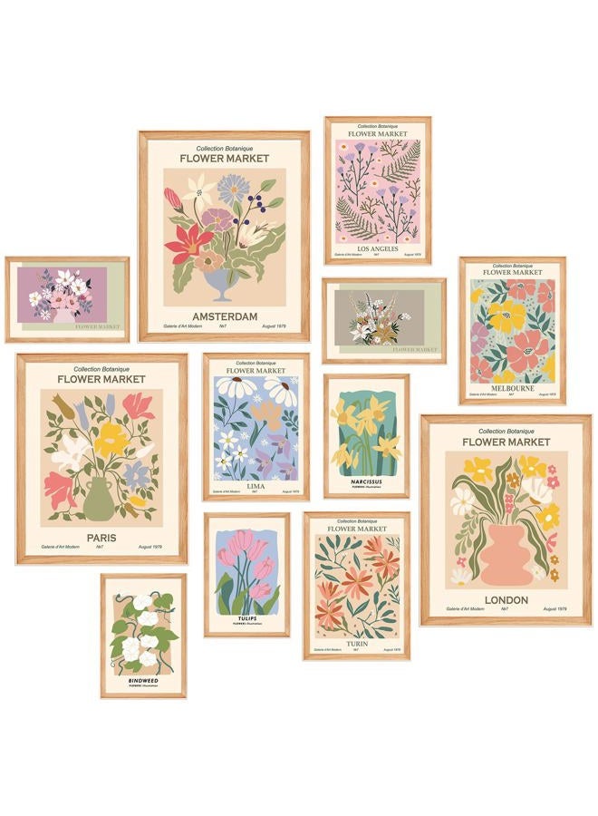 Dazoratix Flower Market Wall Prints - 12 PCs Matisse Room Decor Aesthetic Vintage Floral Collage Kit Nature Posters Art for Teen Dorm Office Girls gallery Bedroom Pastel Botanical Decorations Unframed - Image 1