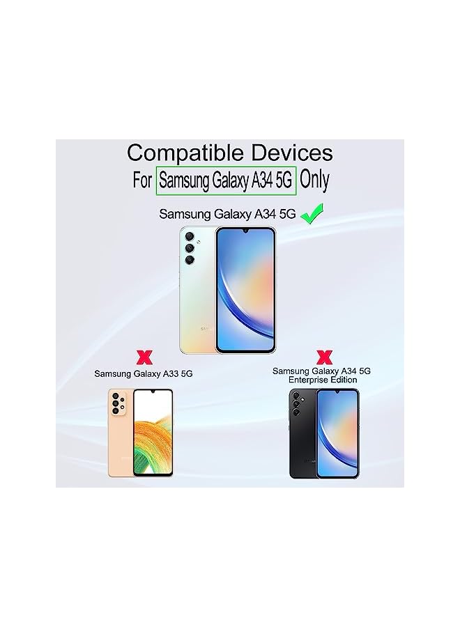 ايبيويند واقي شاشة لهاتف سامسونج جالاكسي A34 5G 6.6 بوصة مع قطعتين من الزجاج المقسى، قطعة واحدة من واقي عدسة الكاميرا، قطعة واحدة من فيلم ألياف الكربون الداعم، قارئ بصمات الأصابع، سهل التركيب - Image 2