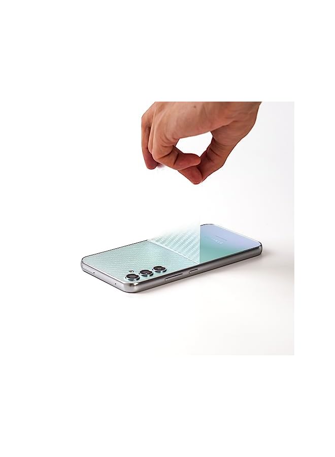 ايبيويند واقي شاشة لهاتف سامسونج جالاكسي A34 5G 6.6 بوصة مع قطعتين من الزجاج المقسى، قطعة واحدة من واقي عدسة الكاميرا، قطعة واحدة من فيلم ألياف الكربون الداعم، قارئ بصمات الأصابع، سهل التركيب - Image 4