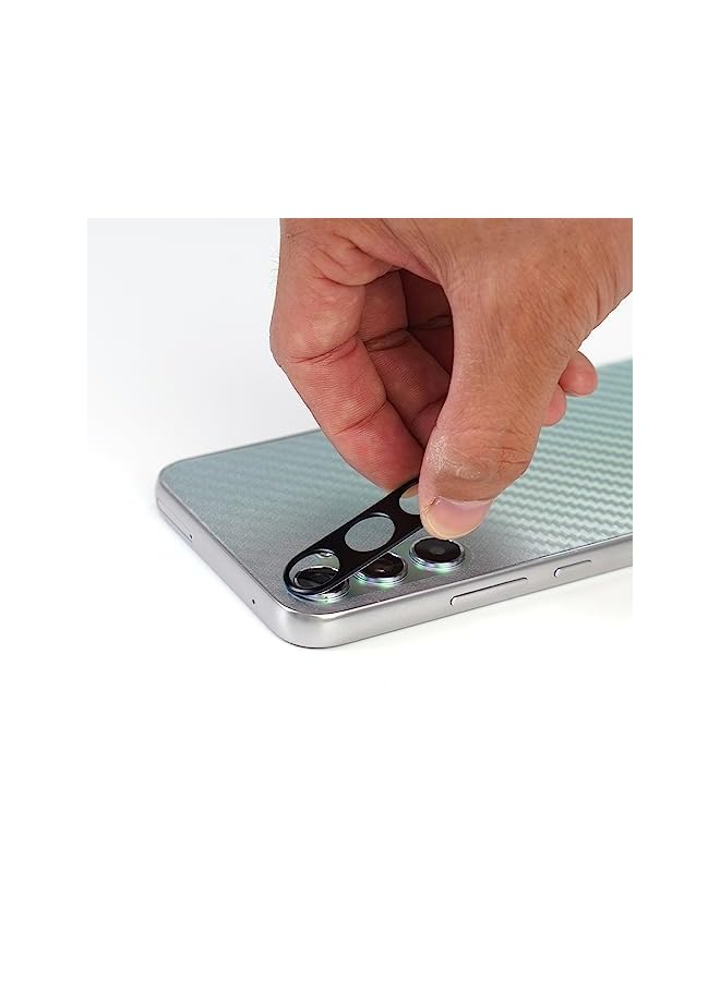 ايبيويند واقي شاشة لهاتف سامسونج جالاكسي A34 5G 6.6 بوصة مع قطعتين من الزجاج المقسى، قطعة واحدة من واقي عدسة الكاميرا، قطعة واحدة من فيلم ألياف الكربون الداعم، قارئ بصمات الأصابع، سهل التركيب - Image 5