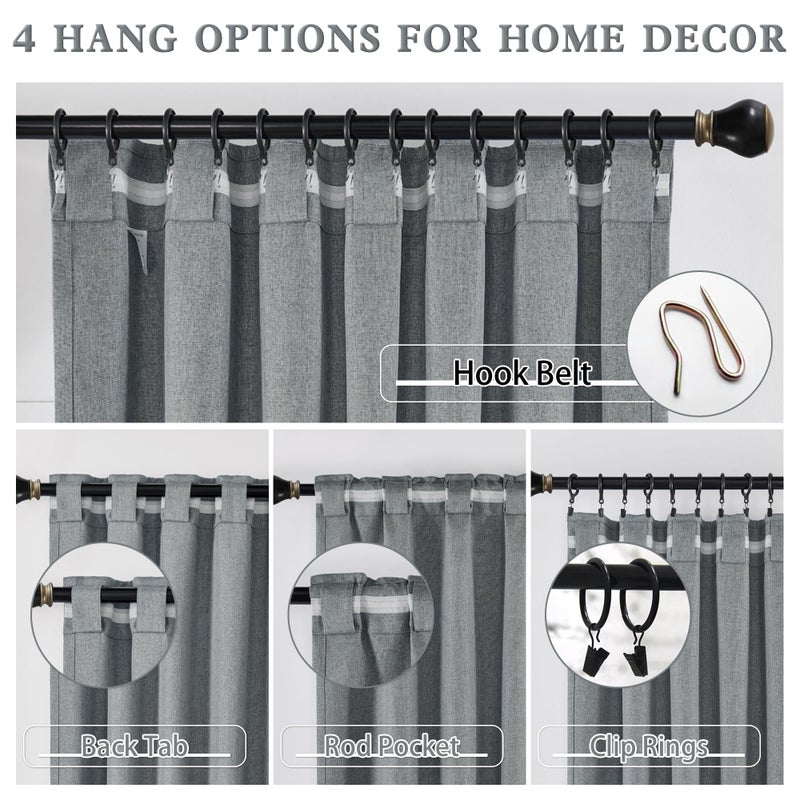 DUALIFE Dark Grey Short Blackout Curtains 54 Inch -Rod Pocket and Back Tab Room Darkening Thermal Insulated Narrow Curtain Panels for Small Window Kitchen Caf? 2 Panels Set W34 x L54 - Image 4