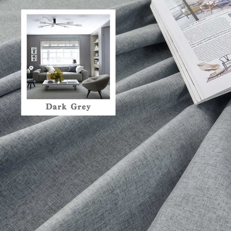 DUALIFE Dark Grey Short Blackout Curtains 54 Inch -Rod Pocket and Back Tab Room Darkening Thermal Insulated Narrow Curtain Panels for Small Window Kitchen Caf? 2 Panels Set W34 x L54 - Image 2