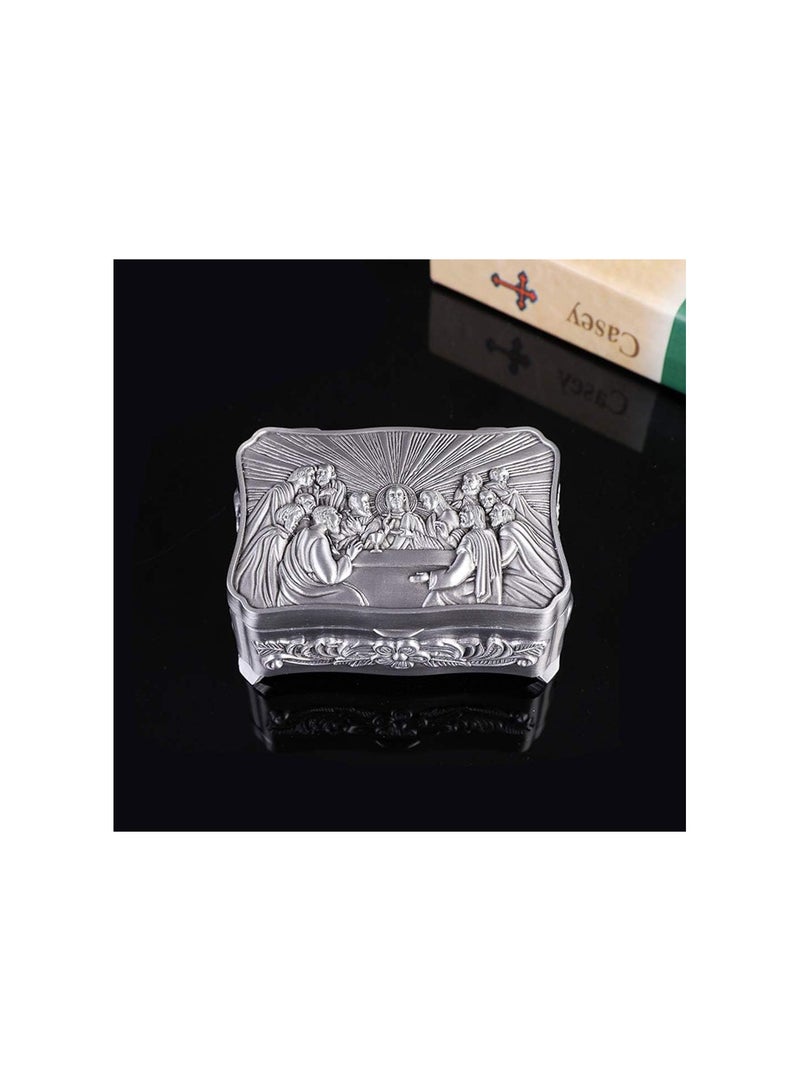 GGOOT Rosary Necklace Jewelry Storage Box Catholic Christian Rosary Tiny Trinket Case for Earrings Necklace Treasure Organizer - Image 2