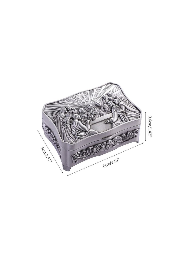 GGOOT Rosary Necklace Jewelry Storage Box Catholic Christian Rosary Tiny Trinket Case for Earrings Necklace Treasure Organizer - Image 5