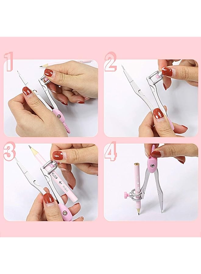 إيروريكس مجموعة أدوات الرياضيات مكونة من 8 قطع هندسية مع صندوق تخزين مقاوم للكسر، مجموعة أدوات هندسية للمدرسة تتضمن مسطرة ومنقلة وبوصلة وقلم رصاص ومبراة وممحاة وما إلى ذلك، مناسبة للطلاب - Image 4