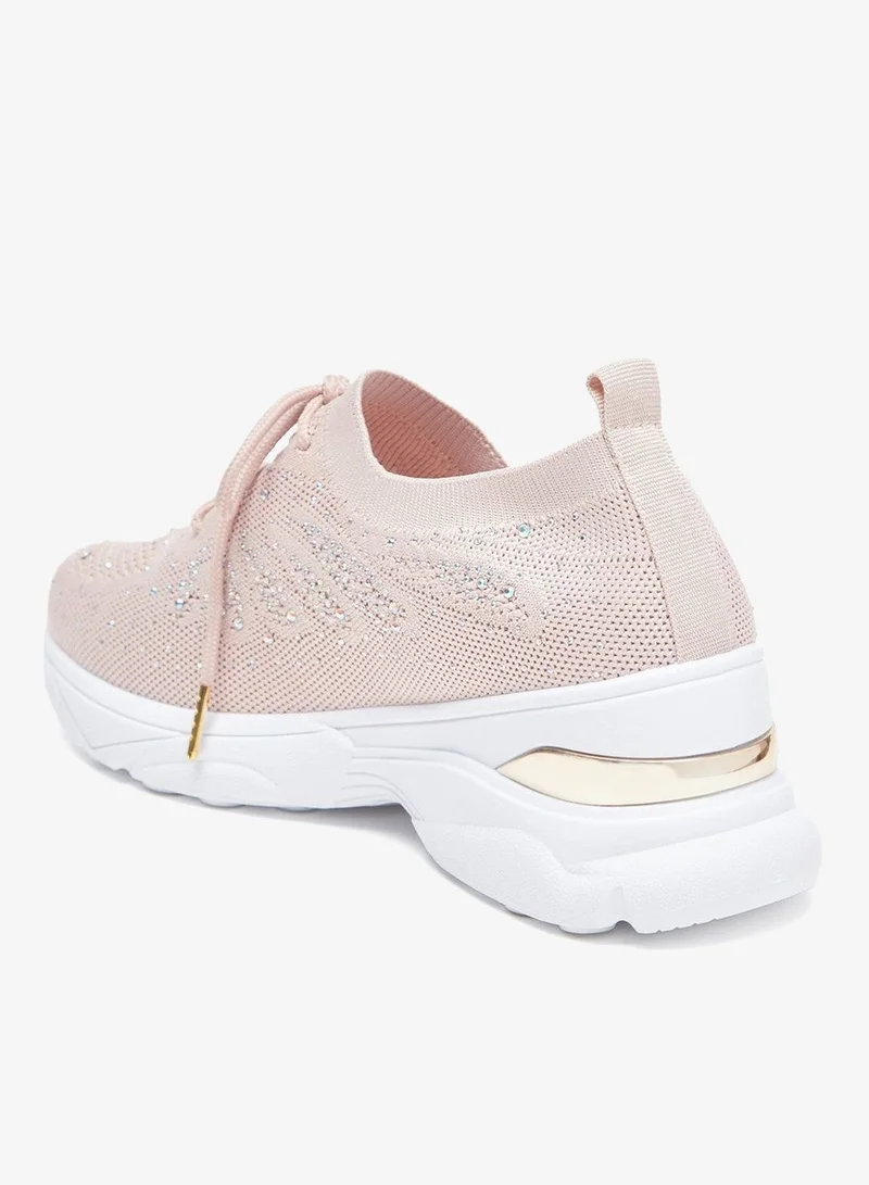 Flora Bella By Shoexpress Womens Embellished Sneakers with Lace-Up Closure