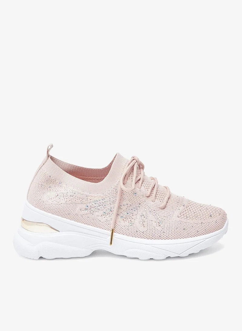Flora Bella By Shoexpress Womens Embellished Sneakers with Lace-Up Closure