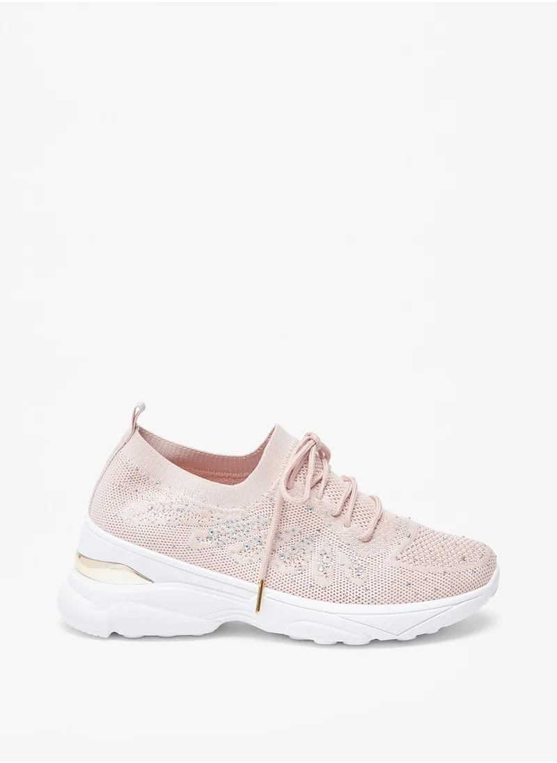 فلورا بيلا من شو إكسبرس Womens Embellished Sneakers with Lace-Up Closure