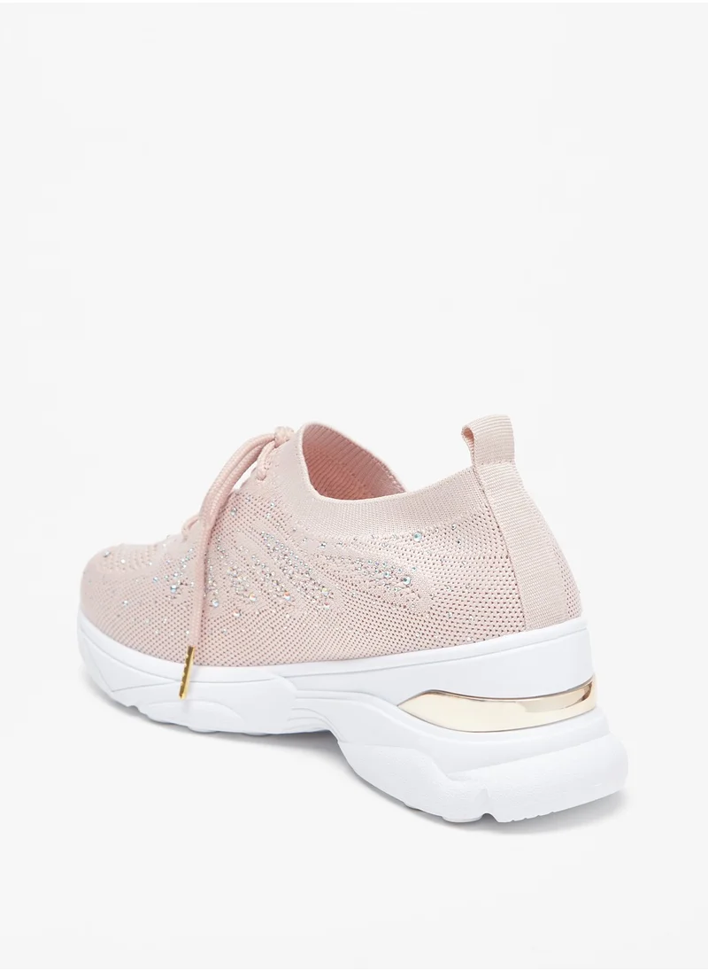فلورا بيلا من شو إكسبرس Womens Embellished Sneakers with Lace-Up Closure