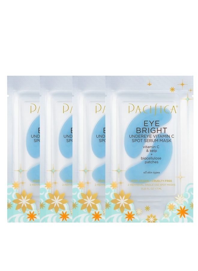 Pacifica Beauty Eye Bright Vitamin C Spot Serum Mask, Under Eye Patches, Brightening, Moisturizing, Plumping for all Skin Types, Plant-Based, Vegan + Cruelty Free, Blue, 4 Count - Image 1