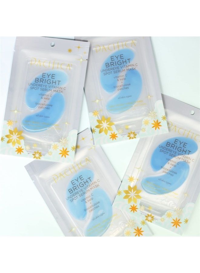 Pacifica Beauty Eye Bright Vitamin C Spot Serum Mask, Under Eye Patches, Brightening, Moisturizing, Plumping for all Skin Types, Plant-Based, Vegan + Cruelty Free, Blue, 4 Count - Image 3