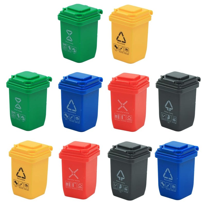 SHIDXIB 10Pcs Creative Trash Can Miniature Mini Trash Bin Sorting Bucket Scene Ornament - Image 1