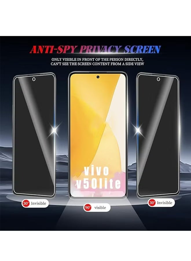 2Pack Vivo V50 Lite 5G Privacy Screen Protector, 30° Anti Spy, Full Coverage, Easy Installation Anti-Spy & Privacy Protection Anti-Fingerprint & Bubble Free, Case Friendly 9H Tempered Glass, Black Clear - Image 4