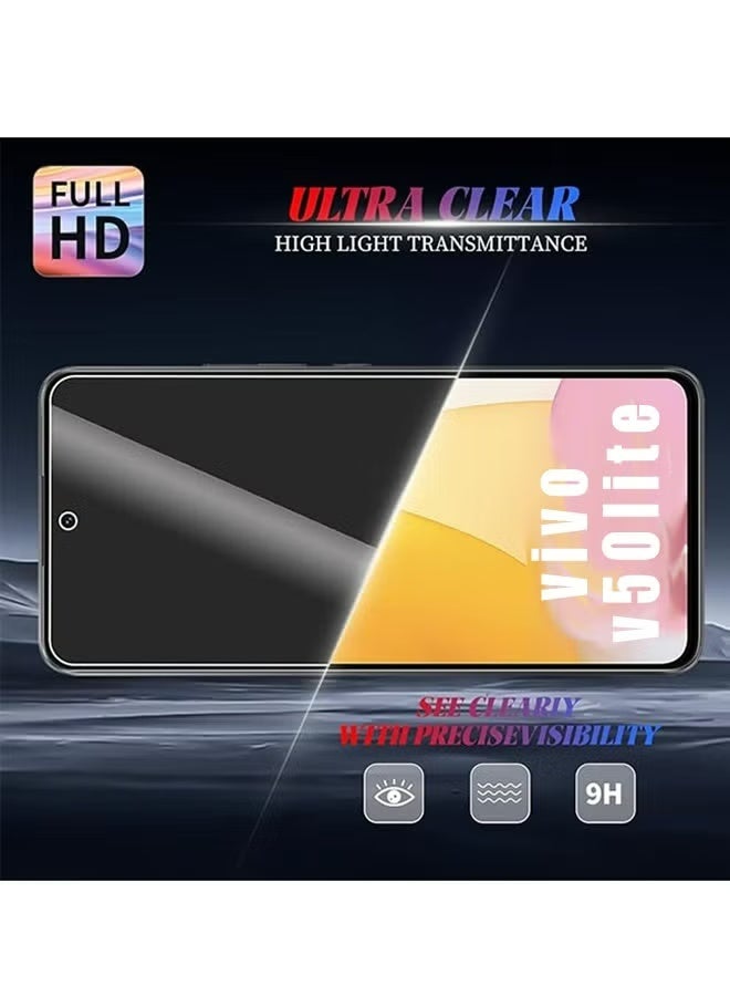 2Pack Vivo V50 Lite 5G Privacy Screen Protector, 30° Anti Spy, Full Coverage, Easy Installation Anti-Spy & Privacy Protection Anti-Fingerprint & Bubble Free, Case Friendly 9H Tempered Glass, Black Clear - Image 5