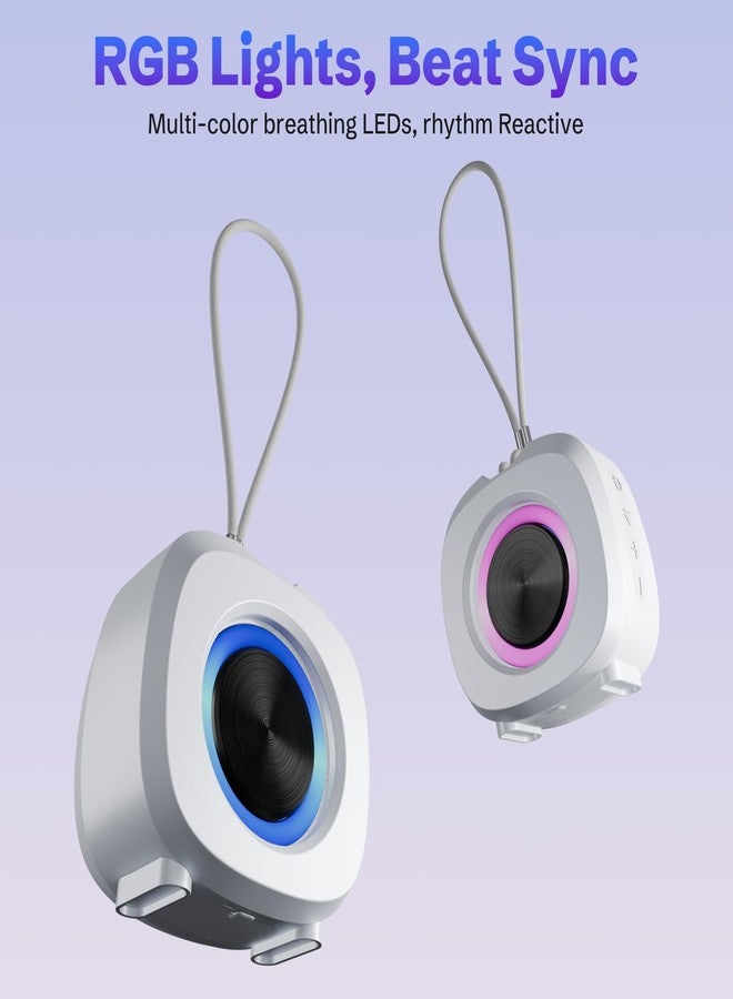 PEICHENG Speaker, Small Portable Bluetooth Wireless IPX5 Waterproof Shower Speaker,Loud Stereo Sound Deep Bass,Dual Pairing, RGB Lights,Long Playtime for Outdoor Party, Great Gift,1PC (White) - Image 3